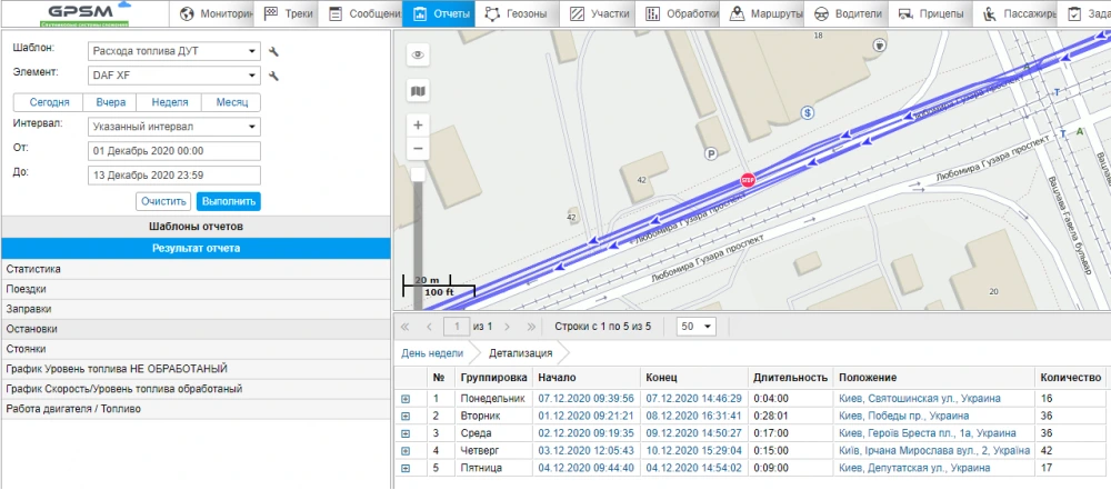 Система GPS с датчиком уровня топлива на DAF изображение