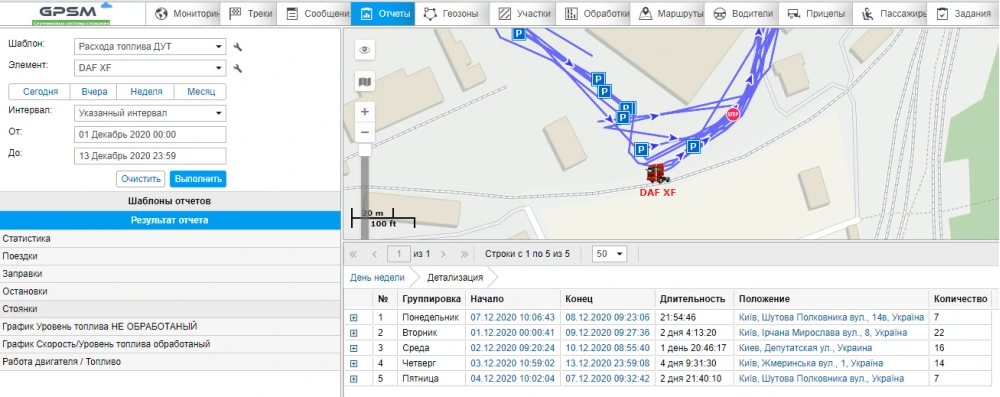 Система GPS с датчиком уровня топлива на DAF изображение
