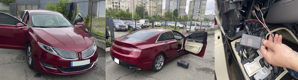 Installation of GPS tracker GPSM U9 on a Lincoln MKZ car