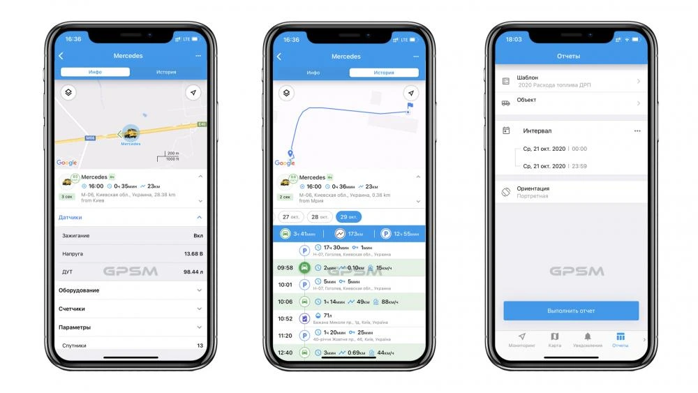 GPS контроль транспорта с датчиком уровня топлива