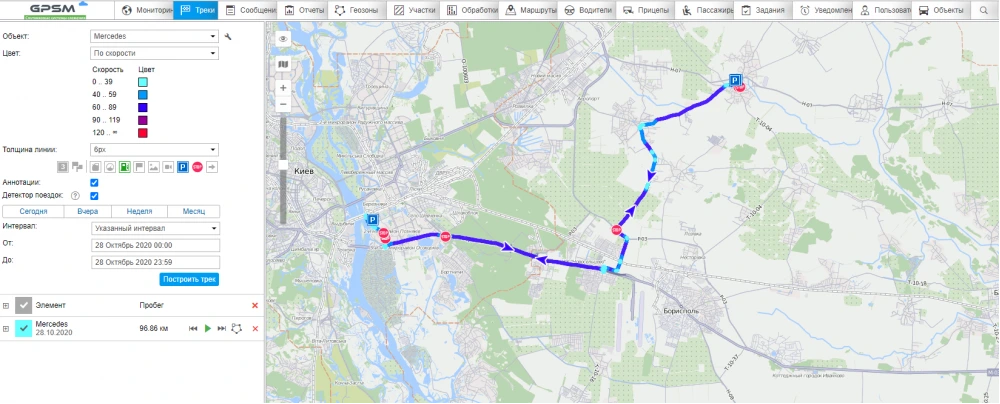 GPS контроль транспорта с датчиком уровня топлива