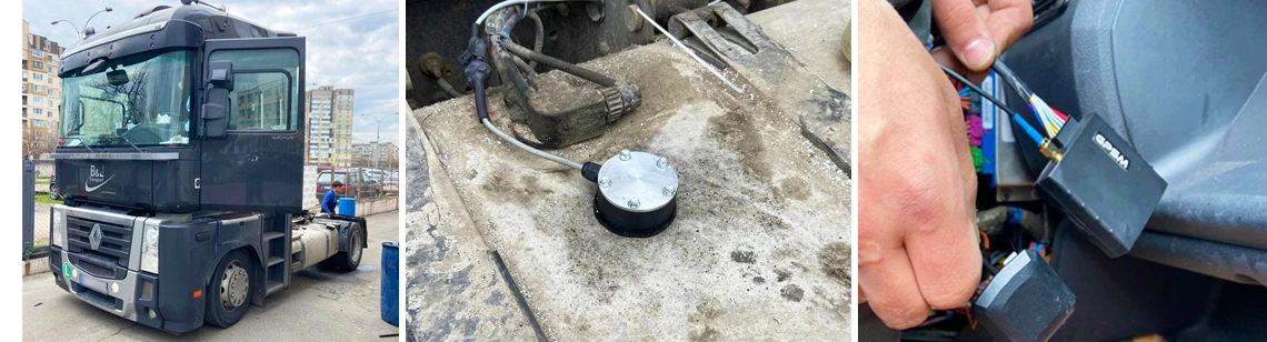 GPS system with two fuel level sensors on Renault Magnum